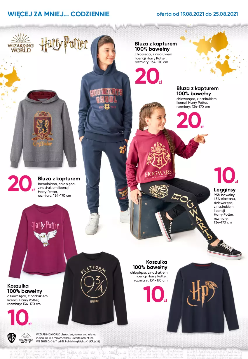 Gazetka promocyjna Pepco - Harry Potter - ważna 19.08 do 25.08.2021 - strona 2 - produkty: Bluza, Bluza z kapturem, Gin, Harry Potter, Kosz, Koszulka, Legginsy