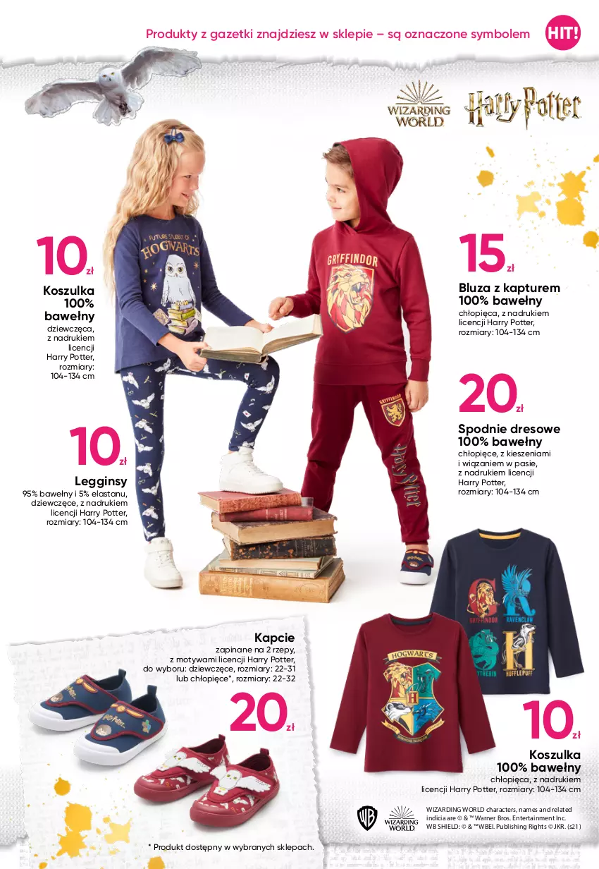 Gazetka promocyjna Pepco - Harry Potter - ważna 19.08 do 25.08.2021 - strona 3 - produkty: Bluza, Bluza z kapturem, Dres, Gin, Harry Potter, Kapcie, Kosz, Koszulka, Legginsy, Spodnie, Spodnie dresowe