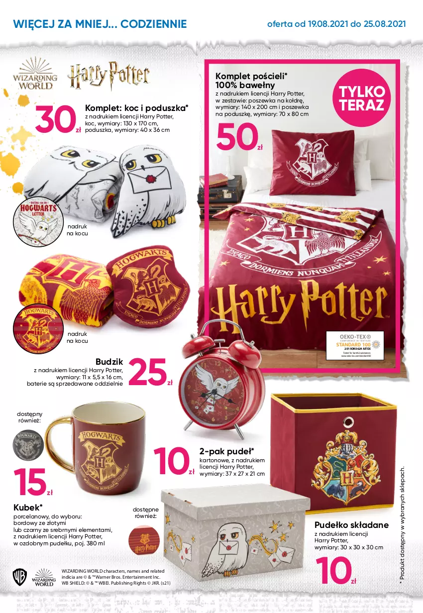 Gazetka promocyjna Pepco - Harry Potter - ważna 19.08 do 25.08.2021 - strona 8 - produkty: Budzik, Harry Potter, Koc, Komplet pościeli, Kubek, Poduszka, Por, Pościel, Poszewka, Pudełko, Tera