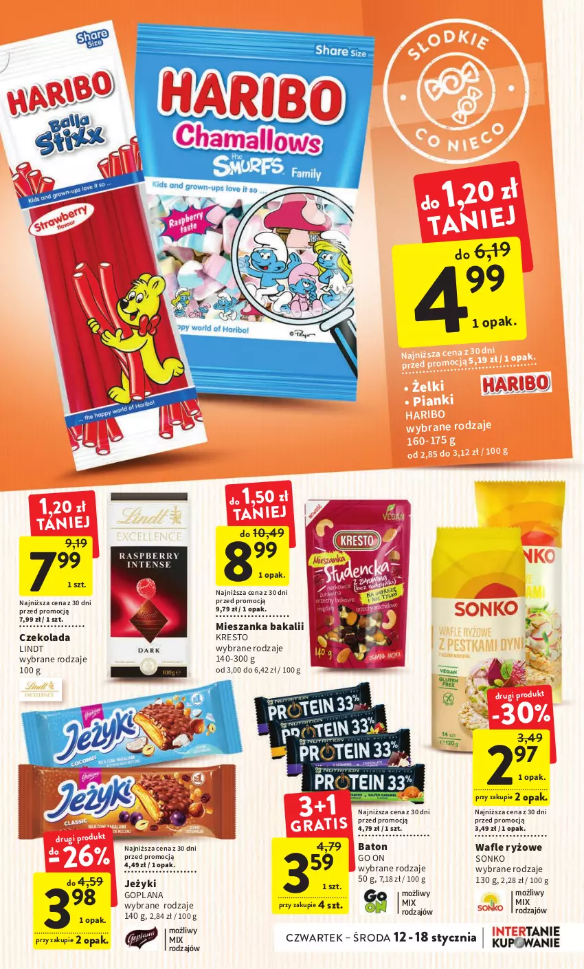 Gazetka promocyjna Intermarche - Gazetka Intermarche - ważna 12.01 do 18.01.2023 - strona 29 - produkty: Baton, Czekolada, Goplana, Haribo, Jeżyki, LANA, Lindt, Ryż, Sonko, Wafle