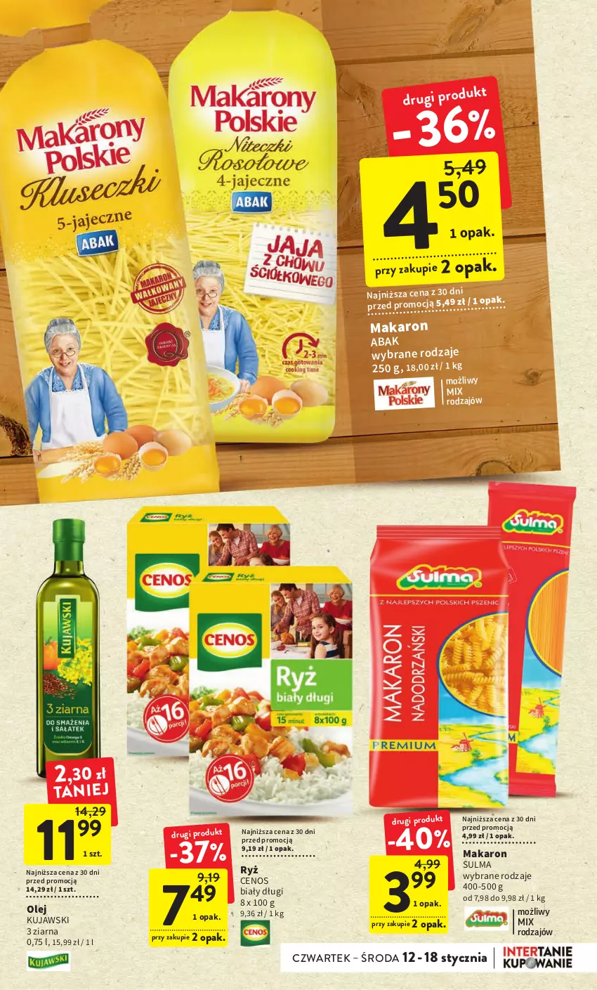 Gazetka promocyjna Intermarche - Gazetka Intermarche - ważna 12.01 do 18.01.2023 - strona 31 - produkty: Cenos, Kujawski, Makaron, Olej, Ryż