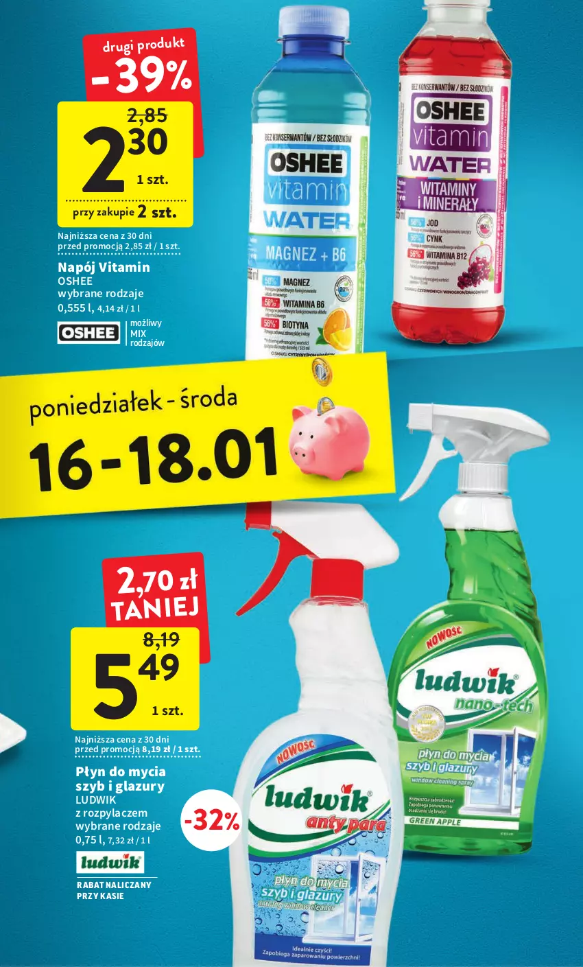 Gazetka promocyjna Intermarche - Gazetka Intermarche - ważna 12.01 do 18.01.2023 - strona 39 - produkty: Lazur, Ludwik, Napój, Oshee, Płyn do mycia