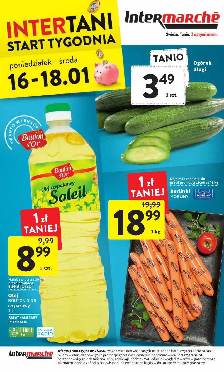 Gazetka promocyjna Intermarche - Gazetka Intermarche - ważna 12.01 do 18.01.2023 - strona 40 - produkty: Berlinki, Morliny, Ogórek, Olej