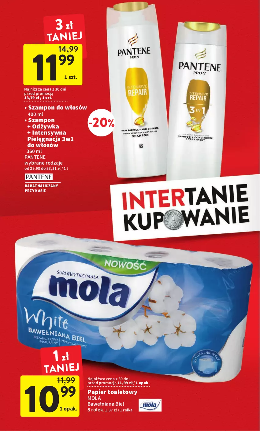 Gazetka promocyjna Intermarche - Gazetka Intermarche - ważna 12.01 do 18.01.2023 - strona 6 - produkty: Mola, Odżywka, Pantene, Papier, Papier toaletowy, Szampon