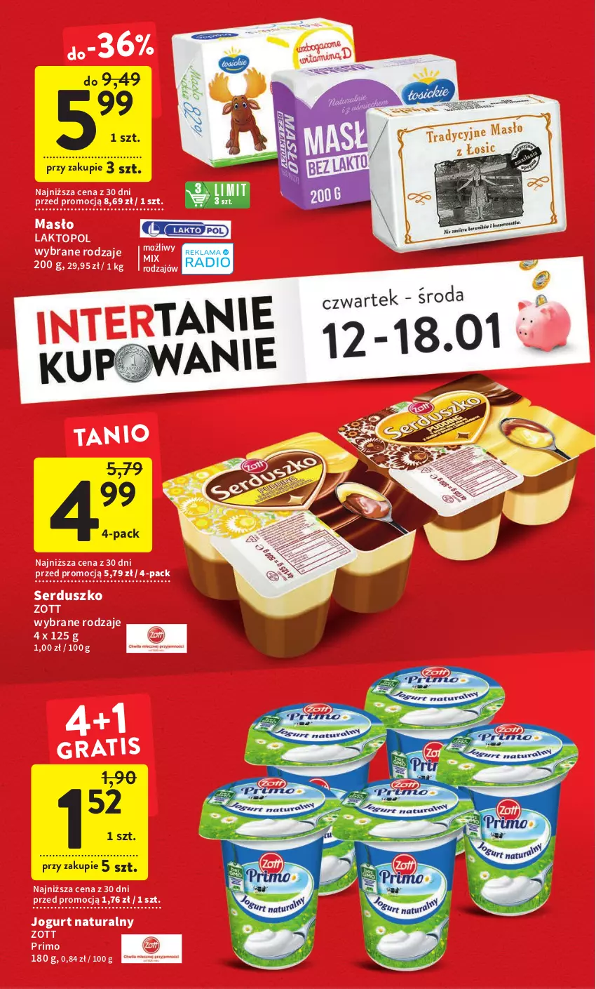 Gazetka promocyjna Intermarche - Gazetka Intermarche - ważna 12.01 do 18.01.2023 - strona 8 - produkty: Jogurt, Jogurt naturalny, Masło, Ser, Top, Zott, Zott Primo