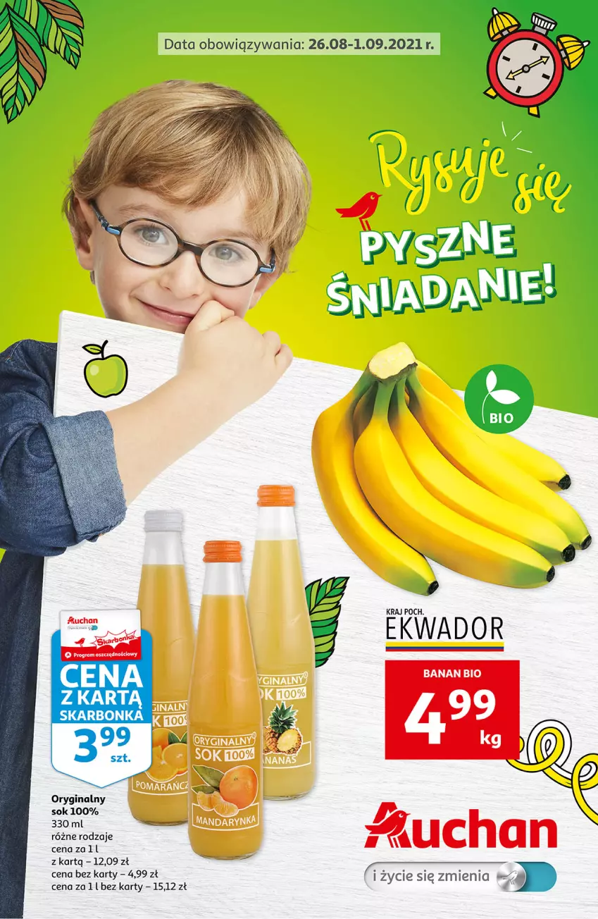 Gazetka promocyjna Auchan - Rysuje się pyszne śniadanie Hipermarkety - ważna 26.08 do 01.09.2021 - strona 1 - produkty: Gin, Sok