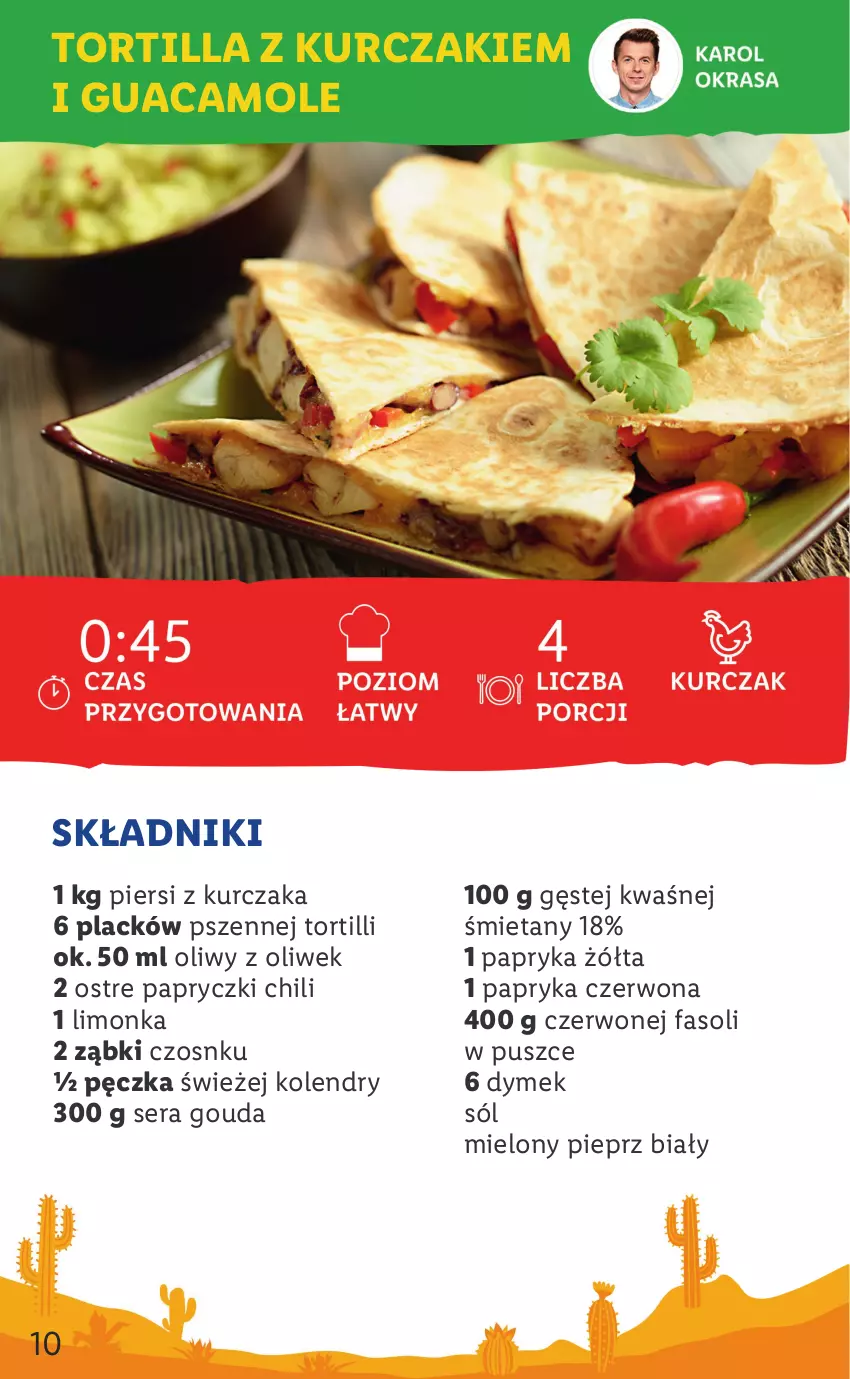 Gazetka promocyjna Lidl - KATALOG MEKSYK - ważna 11.08 do 13.08.2022 - strona 10 - produkty: Amol, Fa, Gouda, Kurczak, Lack, Limonka, Papryka, Papryka czerwona, Papryka żółta, Pieprz, Ser, Sól, Tortilla