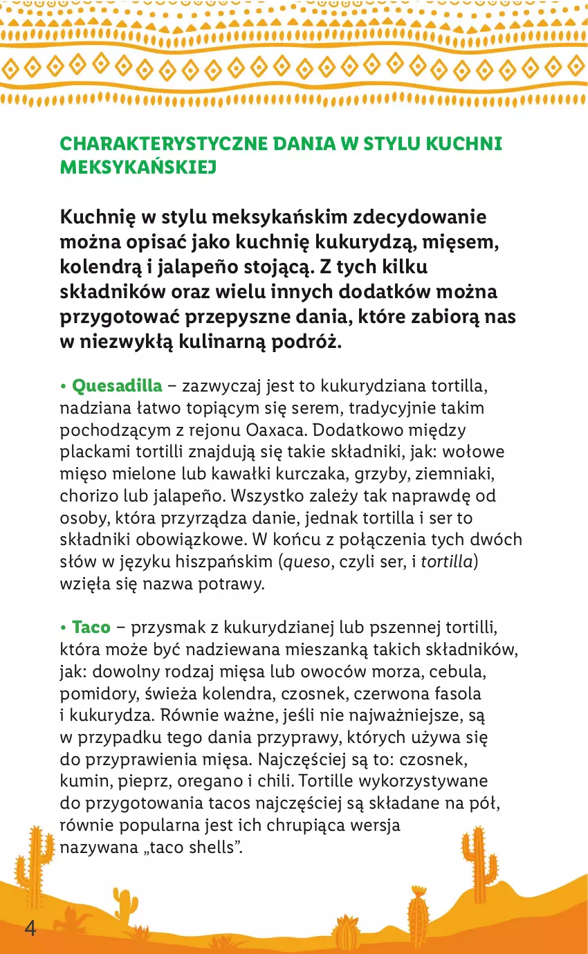 Gazetka promocyjna Lidl - KATALOG MEKSYK - ważna 11.08 do 13.08.2022 - strona 4 - produkty: Cebula, Czosnek, Fa, Fasola, Grzyby, Kawa, Kolendra, Kukurydza, Kurczak, Lack, Mięso, Mięso mielone, Pieprz, Pomidory, Przyprawy, Ser, Top, Tortilla, Ziemniaki