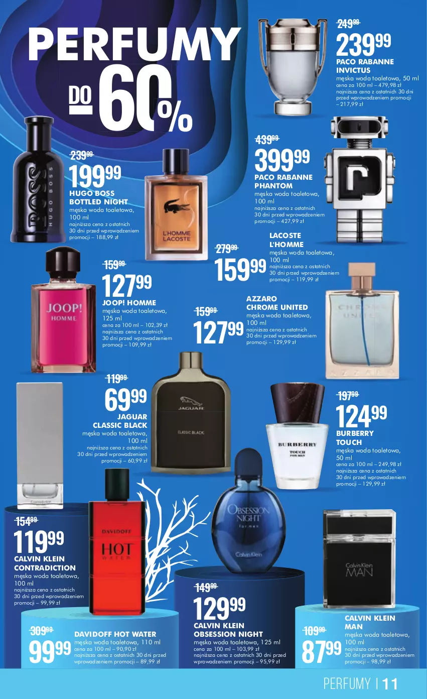 Gazetka promocyjna Super Pharm - Gazetka - ważna 09.01 do 25.01.2023 - strona 11 - produkty: Azzaro, Burberry, Calvin Klein, Davidoff, Hugo Boss, Jaguar, JOOP!, Lack, Lacoste, Paco Rabanne, Perfum, SESSIO, Woda, Woda toaletowa