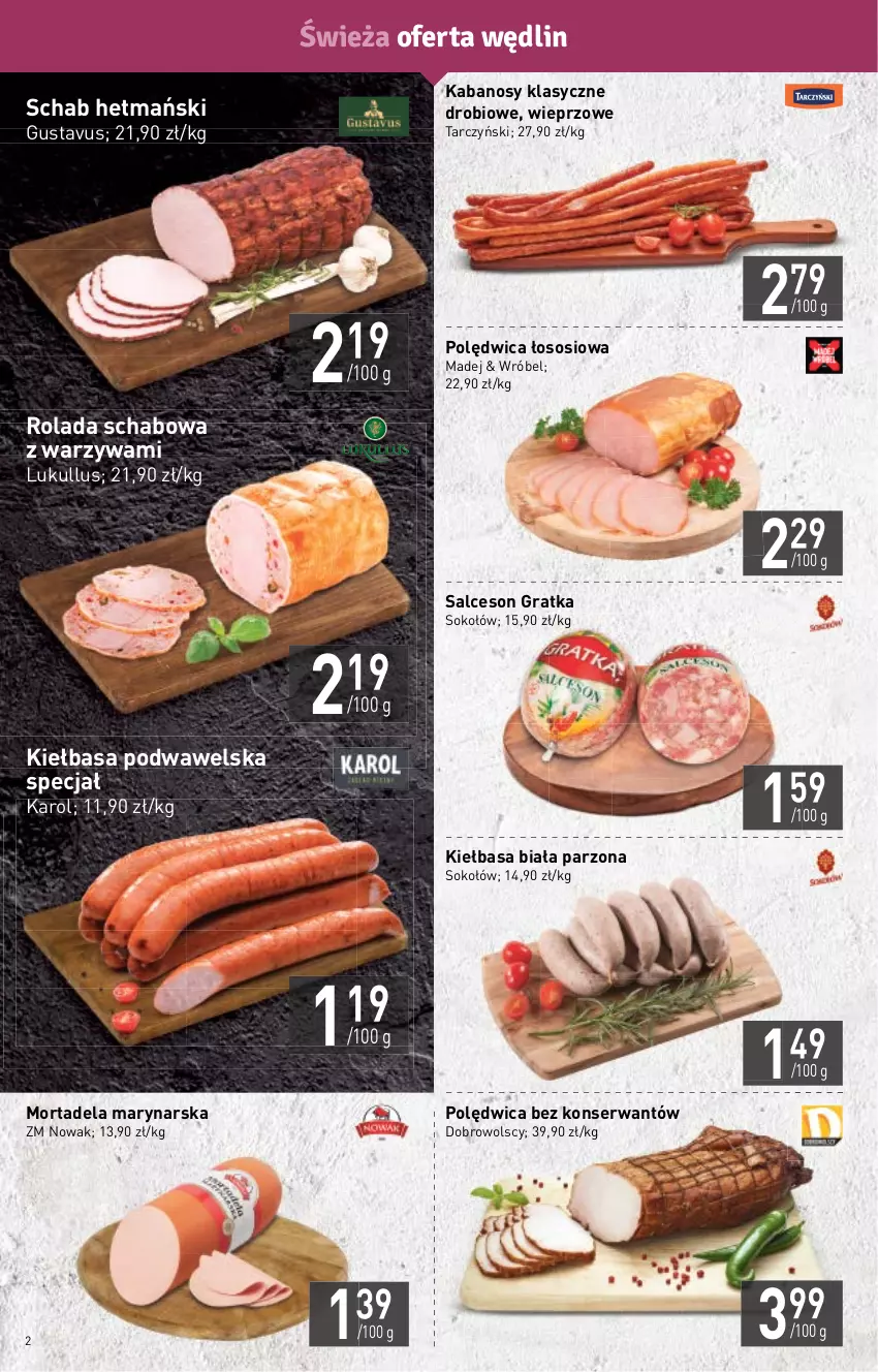 Gazetka promocyjna Stokrotka - Market - ważna 21.10 do 27.10.2021 - strona 2 - produkty: Gra, Kabanos, Kiełbasa, Kiełbasa biała, Kiełbasa podwawelska, NOWAK, Polędwica, Rolada, Salceson, Ser, Sok, Sokołów, Sos, Tarczyński, Warzywa, Wawel