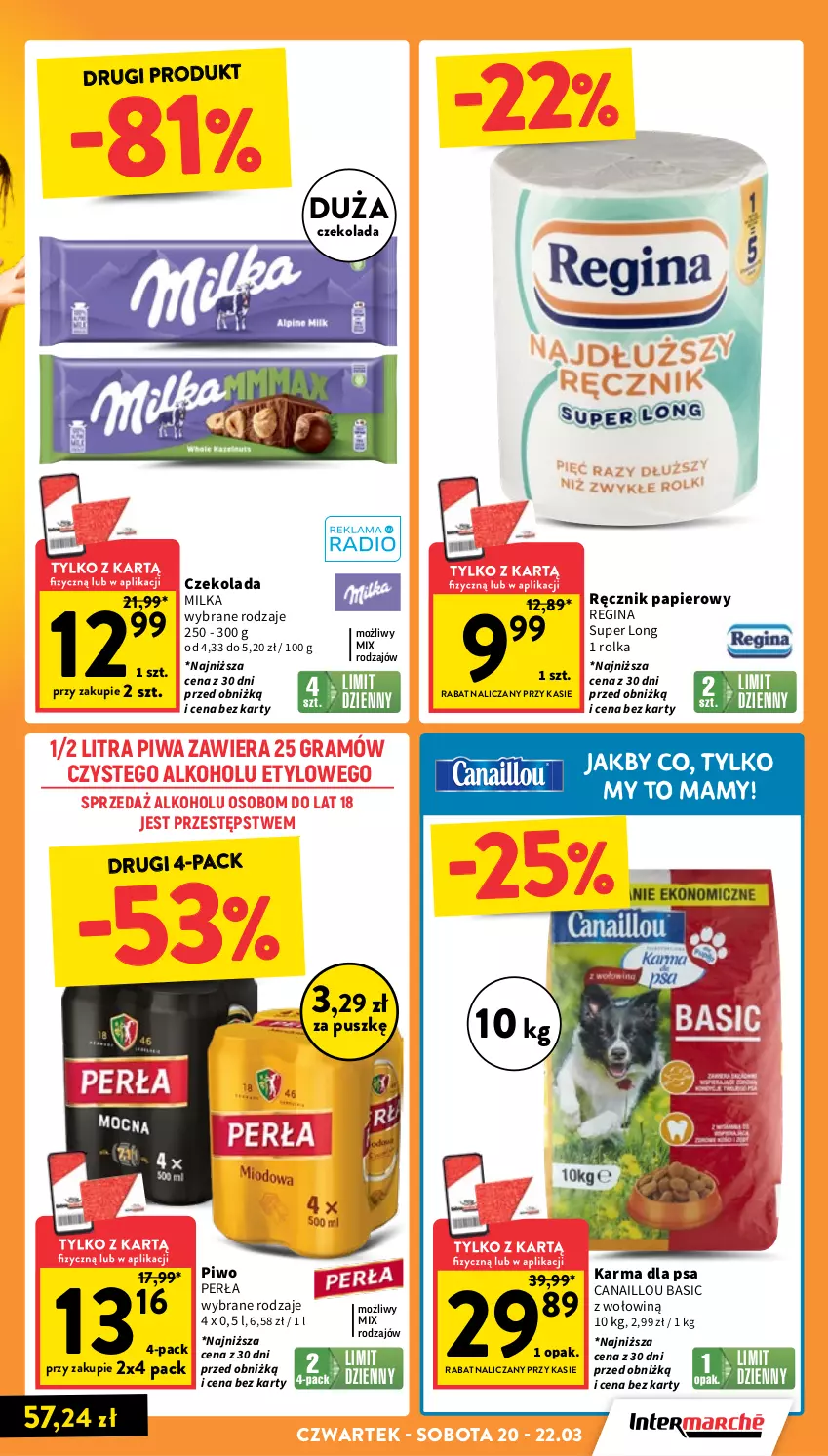 Gazetka promocyjna Intermarche - Gazetka Intermarche - ważna 20.03 do 26.03.2025 - strona 3 - produkty: Canaillou, Czekolada, Gin, Gra, Milka, Papier, Perła, Piwa, Piwo, Ręcznik