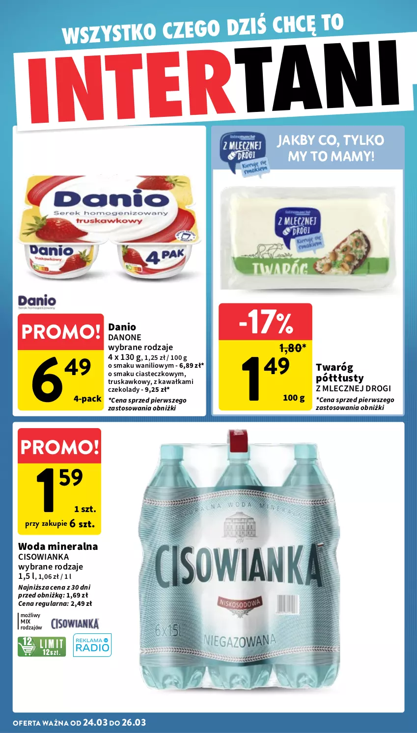 Gazetka promocyjna Intermarche - Gazetka Intermarche - ważna 20.03 do 26.03.2025 - strona 34 - produkty: Cisowianka, Danio, Danone, Kawa, Twaróg, Twaróg półtłusty, Woda, Woda mineralna