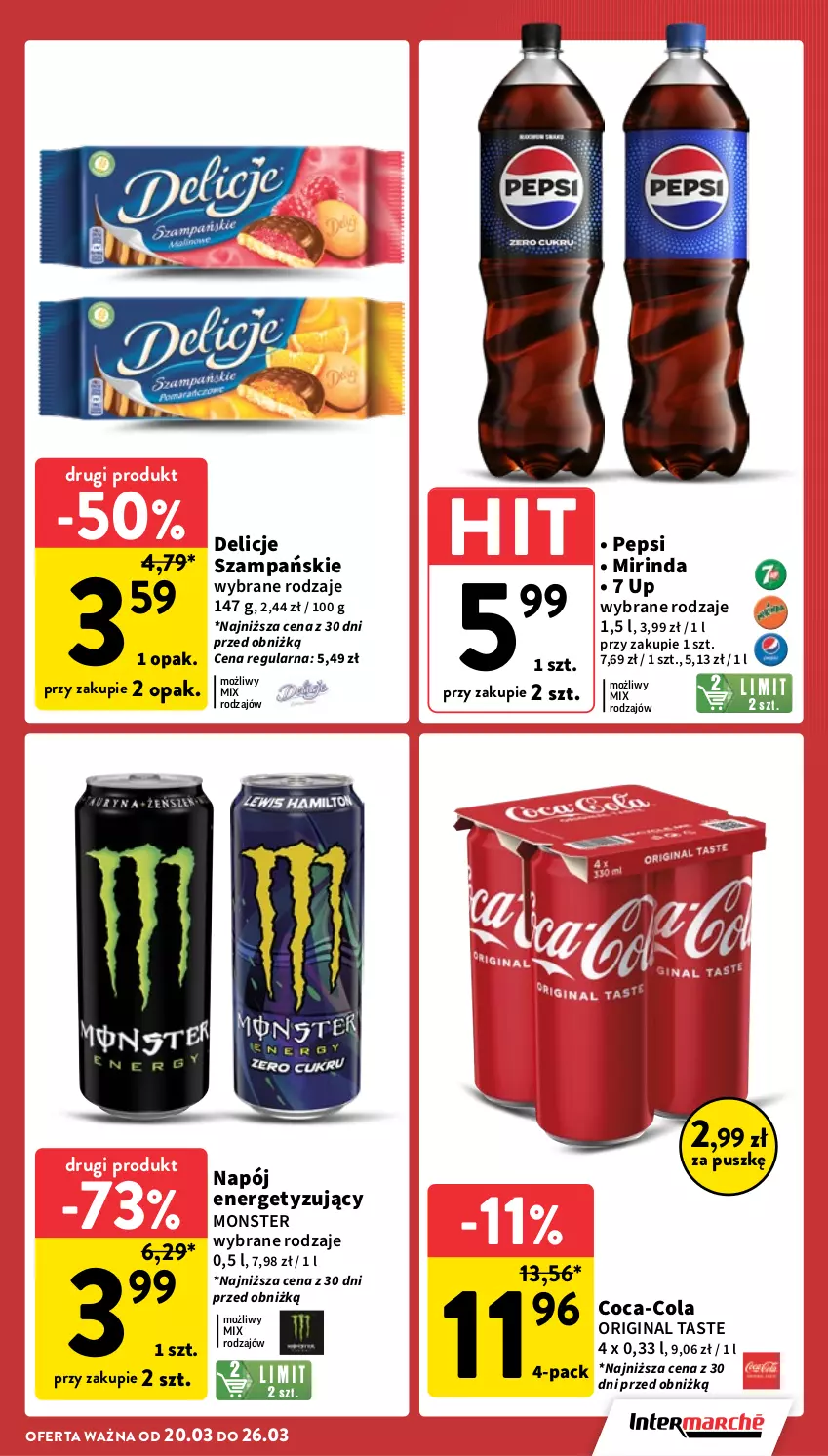 Gazetka promocyjna Intermarche - Gazetka Intermarche - ważna 20.03 do 26.03.2025 - strona 5 - produkty: Coca-Cola, Delicje, Gin, Mirinda, Napój, Pepsi