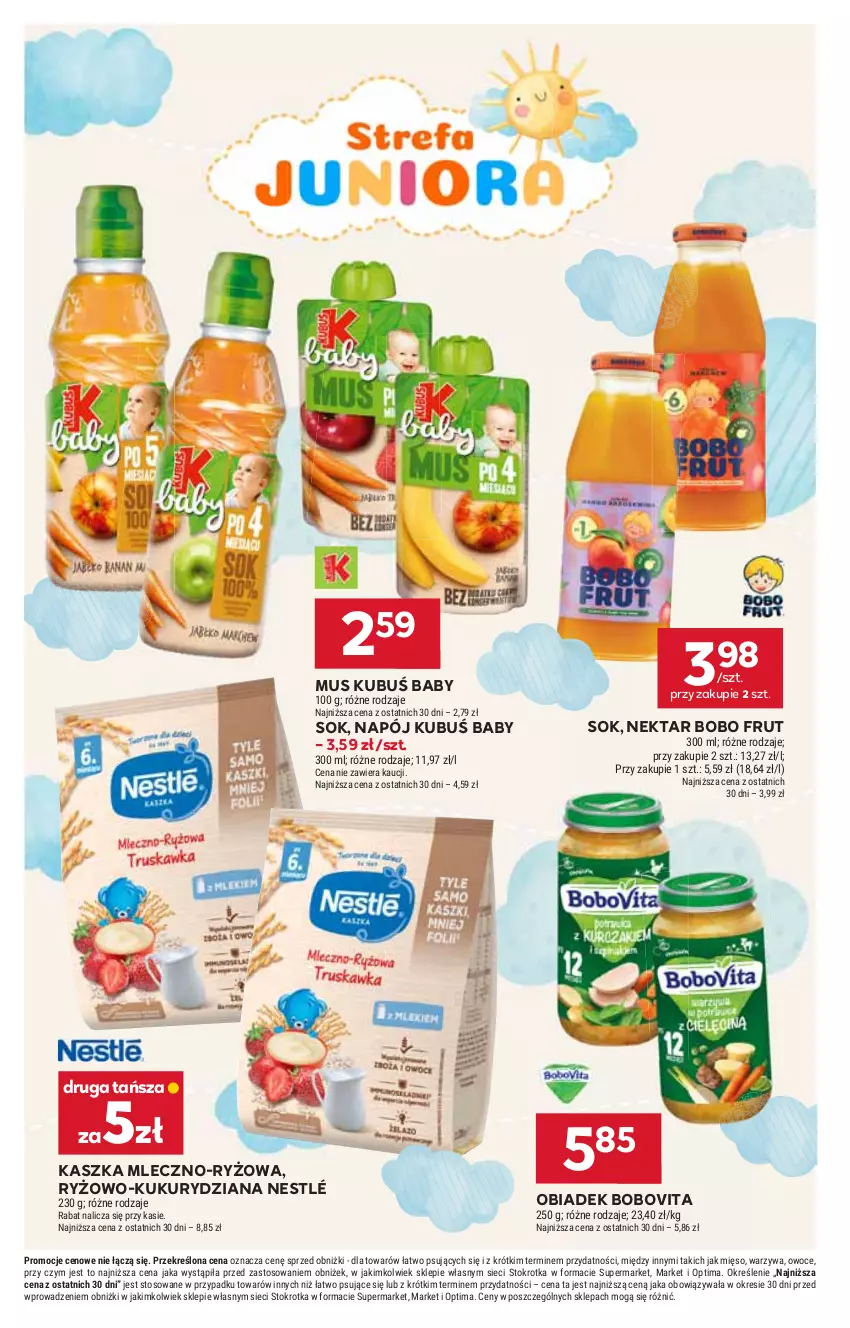Gazetka promocyjna Stokrotka - Supermarket - ważna 23.07 do 29.07.2026 - strona 46 - produkty: BoboVita, Kubuś, Mięso, Mus, Napój, Nektar, Nestlé, Optima, Owoce, Ryż, Sok, Warzywa