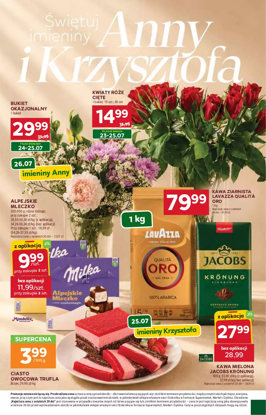 Gazetka promocyjna Stokrotka - Supermarket - ważna 23.07 do 29.07.2026 - strona 9 - produkty: Bukiet, Jacobs, Jacobs Krönung, Kawa, Kawa mielona, Kawa ziarnista, Lavazza, Mięso, Mleczko, Optima, Owoce, Warzywa