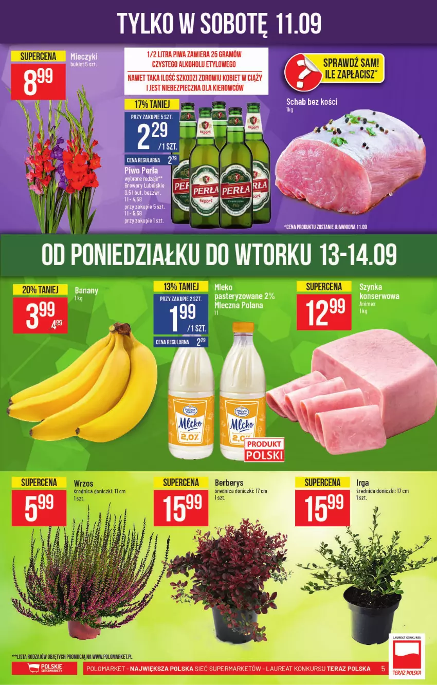 Gazetka promocyjna PoloMarket - Gazetka pomocyjna - ważna 08.09 do 14.09.2021 - strona 5 - produkty: Gra, LANA, Laur, Piec, Piwa, Szynka, Tera