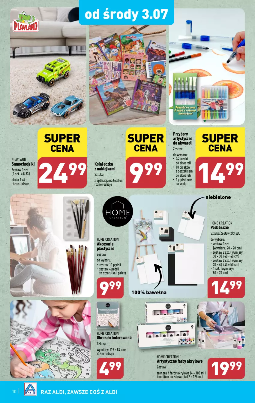 Gazetka promocyjna Aldi - Artykuły przemysłowe i tekstylia - ważna 01.07 do 06.07.2024 - strona 10 - produkty: Chodzik, Fa, Klej, Obraz, Obrus, Samochodziki, Telefon, Wełna