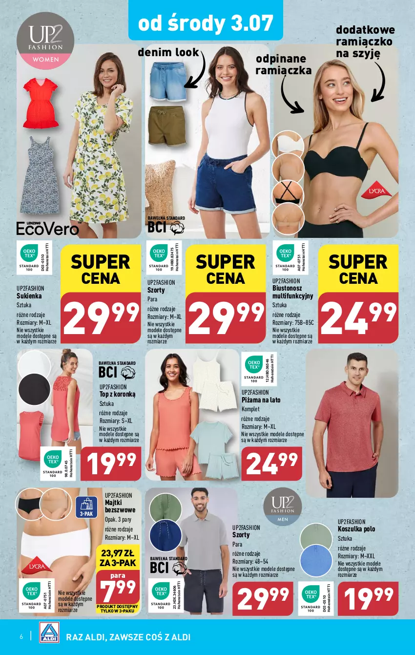 Gazetka promocyjna Aldi - Artykuły przemysłowe i tekstylia - ważna 01.07 do 06.07.2024 - strona 6 - produkty: Biustonosz, Fa, Kosz, Koszulka, Majtki, Piżama, Sukienka, Szorty, Top