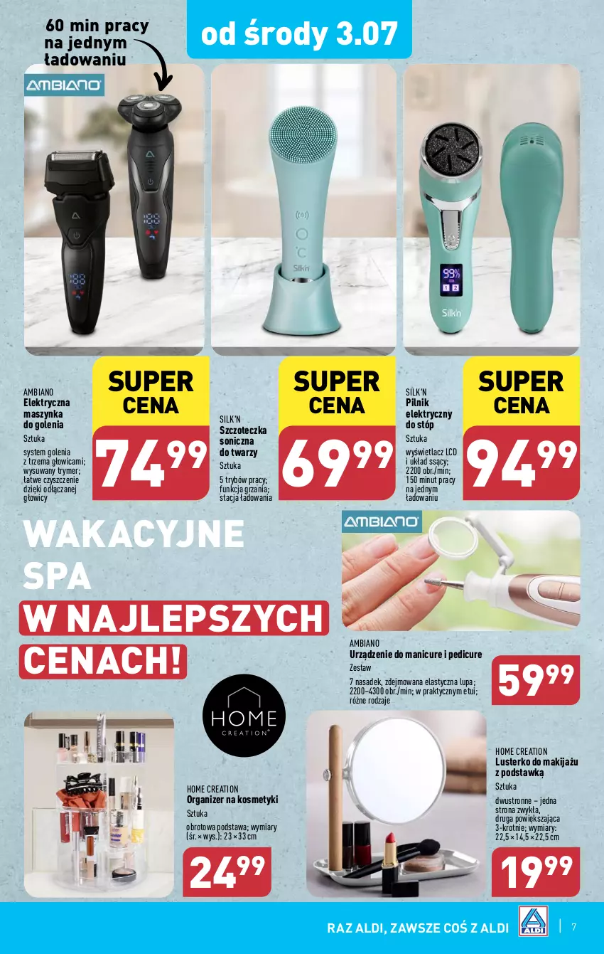 Gazetka promocyjna Aldi - Artykuły przemysłowe i tekstylia - ważna 01.07 do 06.07.2024 - strona 7 - produkty: Makijaż, Manicure i pedicure, Maszynka, Maszynka do golenia, Organizer, Pilnik, Szczoteczka, Szczoteczka soniczna, Szynka