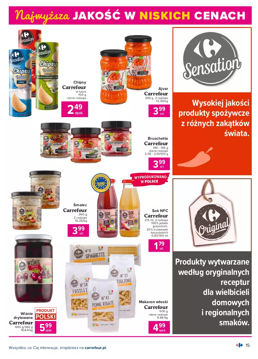 Gazetka promocyjna Carrefour - Gazetka Produkt Carrefour - ważna 05.07 do 17.07.2021 - strona 15 - produkty: BIC, Chipsy, Gin, Makaron, Smalec, Sok