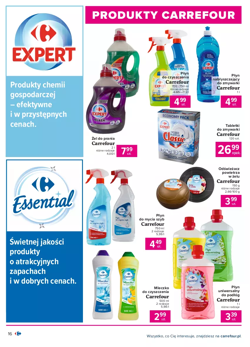 Gazetka promocyjna Carrefour - Gazetka Produkt Carrefour - ważna 05.07 do 17.07.2021 - strona 16 - produkty: Mleczko, Odświeżacz powietrza, Płyn do mycia, Płyn nabłyszczający, Tablet, Tabletki do zmywarki, Zmywarki