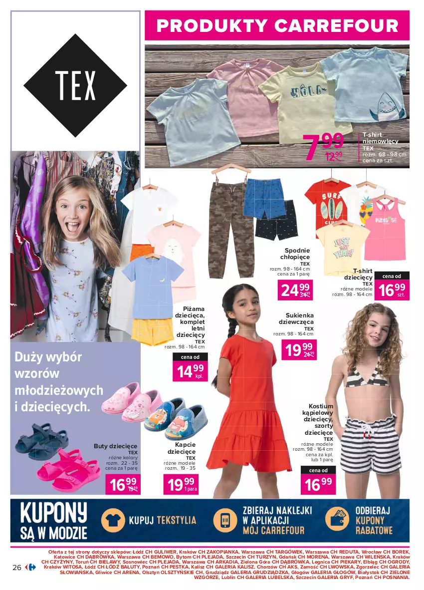 Gazetka promocyjna Carrefour - Gazetka Produkt Carrefour - ważna 05.07 do 17.07.2021 - strona 26 - produkty: Buty, Dzieci, Gry, Kapcie, Kostium, Piżama, Sos, Spodnie, Sukienka, Szorty, T-shirt