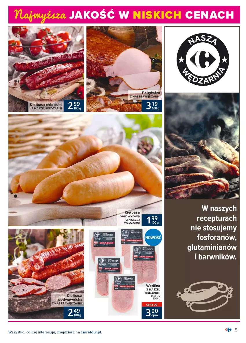 Gazetka promocyjna Carrefour - Gazetka Produkt Carrefour - ważna 05.07 do 17.07.2021 - strona 5 - produkty: Kiełbasa, Kiełbasa podwawelska, Polędwica, Wawel, Wędlina