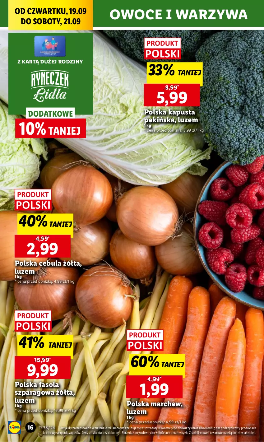 Gazetka promocyjna Lidl - GAZETKA - ważna 19.09 do 21.09.2024 - strona 18 - produkty: Cebula, Chleb, Fa, Fasola, Fasola szparagowa, Owoce, Ser, Warzywa