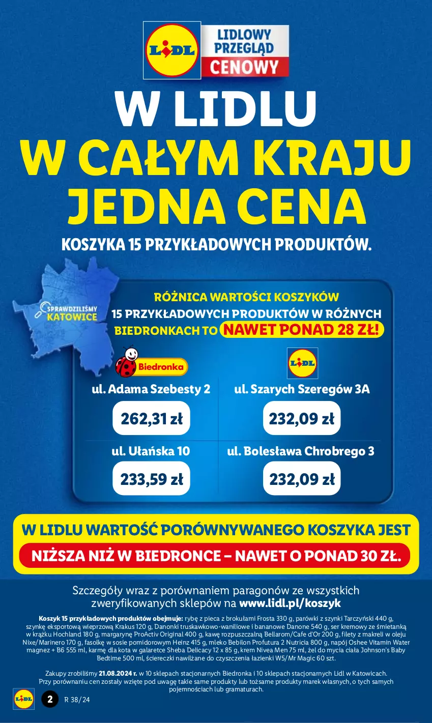 Gazetka promocyjna Lidl - GAZETKA - ważna 19.09 do 21.09.2024 - strona 2 - produkty: BEBILON, Bell, Bella, Danone, Danonki, Dron, Fa, Frosta, Gala, Gin, Gra, Heinz, Hochland, Kosz, Krakus, Magnez, Mleko, Mleko Bebilon, Napój, Nivea, Nivea Men, Olej, Oshee, Parówki, Parówki z szynki, Piec, Por, Rama, Ser, Sheba, Sos, Sport, Tarczyński