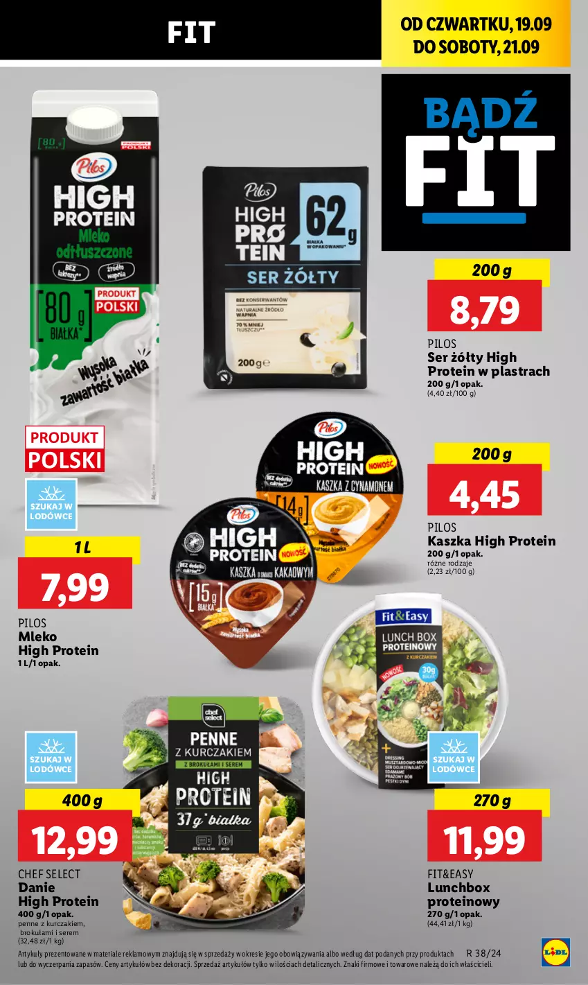 Gazetka promocyjna Lidl - GAZETKA - ważna 19.09 do 21.09.2024 - strona 41 - produkty: Kurczak, Mleko, Penne, Pilos, Ser