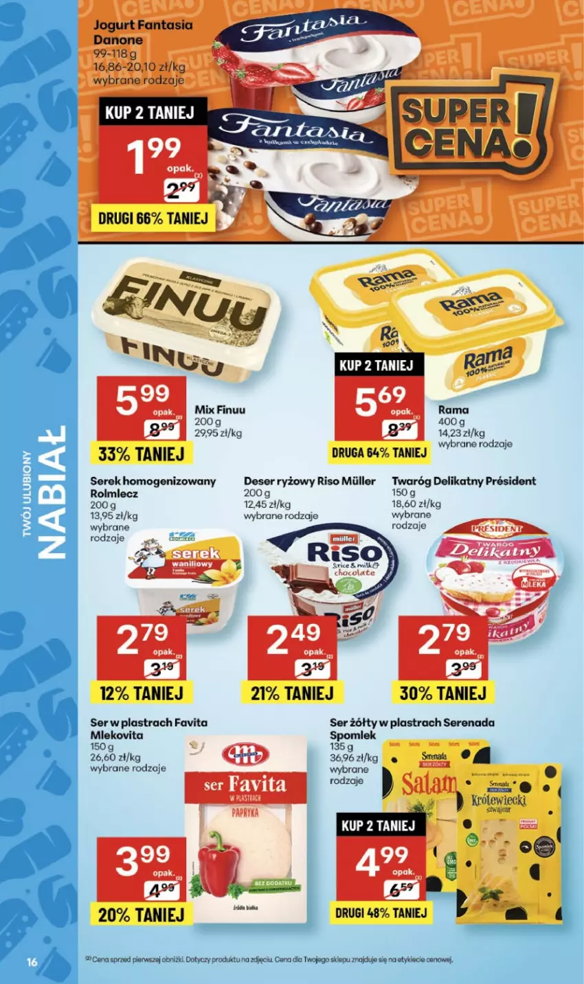Gazetka promocyjna Delikatesy Centrum - Franczyza DC44 Czwartek - ważna 30.10 do 05.11.2025 - strona 16 - produkty: Danone, Deser, Fa, Fanta, Favita, Finuu, Jogurt, Mleko, Mlekovita, Rama, Rolmlecz, Ryż, Ser, Serek, Twaróg, Twaróg delikatny