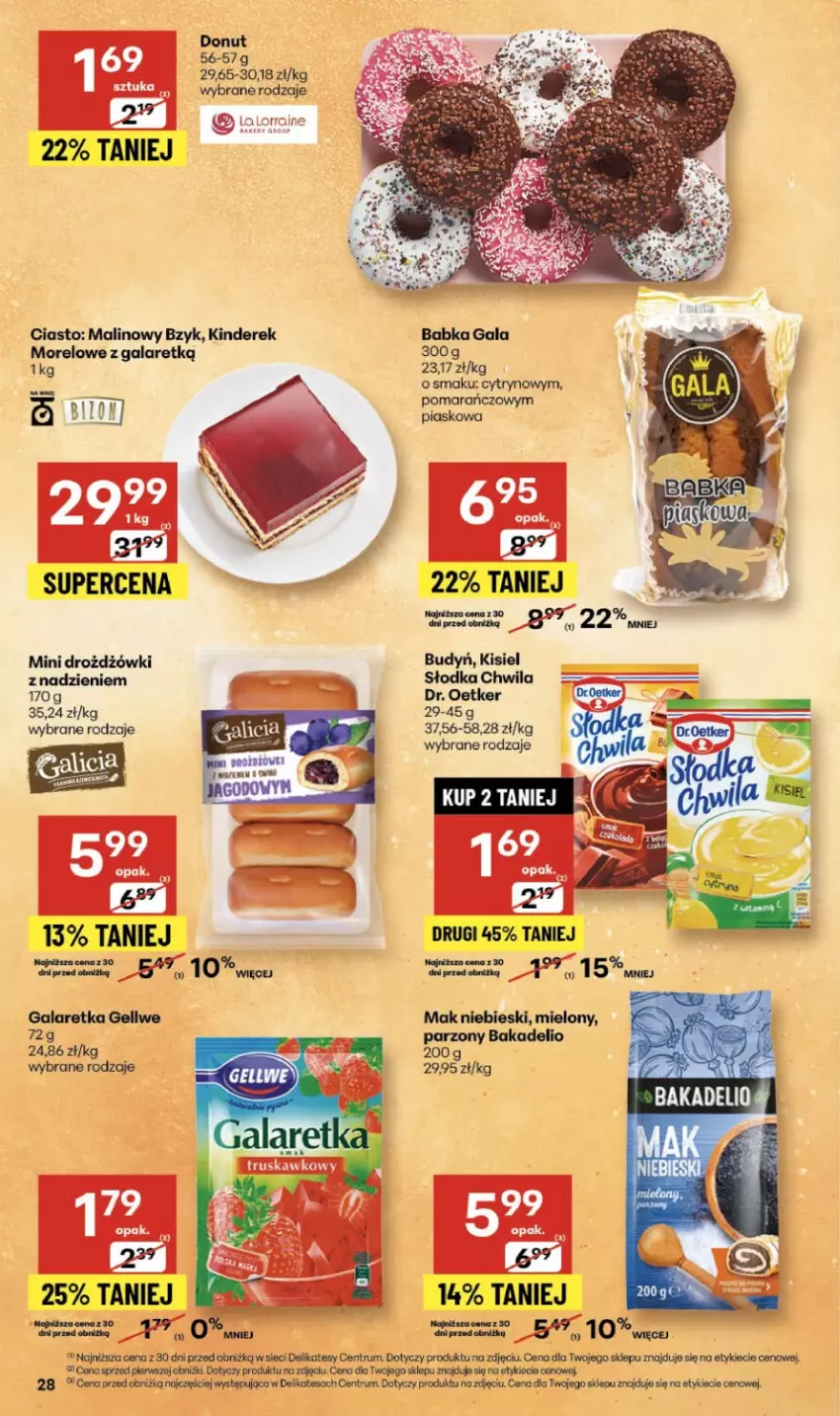 Gazetka promocyjna Delikatesy Centrum - Franczyza DC44 Czwartek - ważna 30.10 do 05.11.2025 - strona 28 - produkty: Babka, Budyń, Donut, Dr. Oetker, Gala, Galaretka, Kinder, Kisiel, Rum, Słodka Chwila