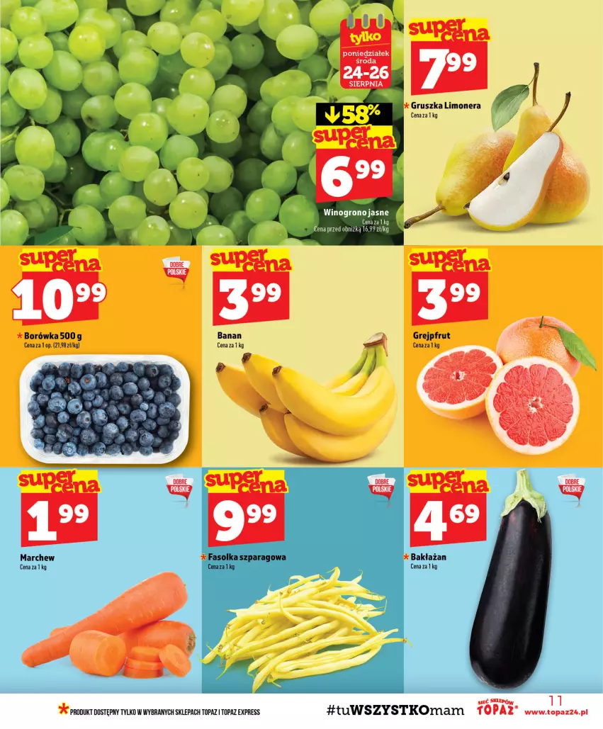 Gazetka promocyjna Topaz - Gazetka - ważna 20.08 do 26.08.2026 - strona 11 - produkty: Borówka, Fa, Grejpfrut, Top, Wino