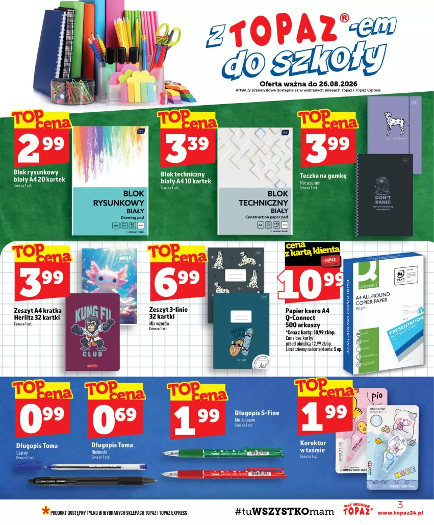 Gazetka promocyjna Topaz - Gazetka - ważna 20.08 do 26.08.2026 - strona 3 - produkty: Papier, Ser, Top