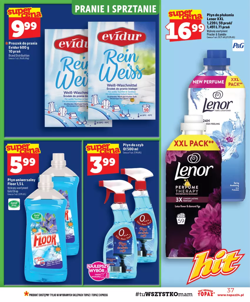 Gazetka promocyjna Topaz - Gazetka - ważna 20.08 do 26.08.2026 - strona 37 - produkty: Fa, Lenor, Perfum, Płyn do płukania, Płyn do szyb, Proszek do prania, Top