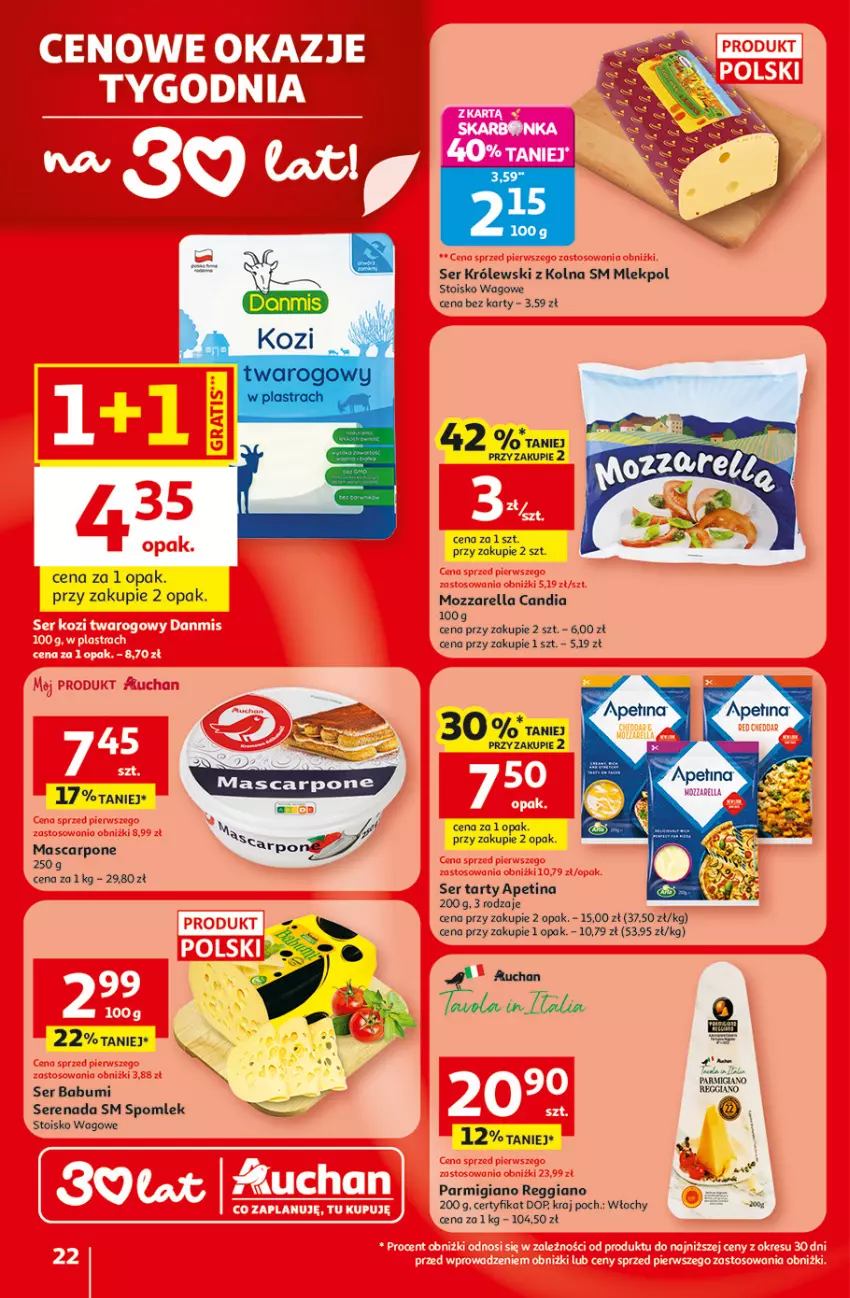 Gazetka promocyjna Auchan - Gazetka 30 Lat Hipermarket Auchan - ważna 29.01 do 04.02.2026 - strona 22 - produkty: Królewski, Mozzarella, Ser