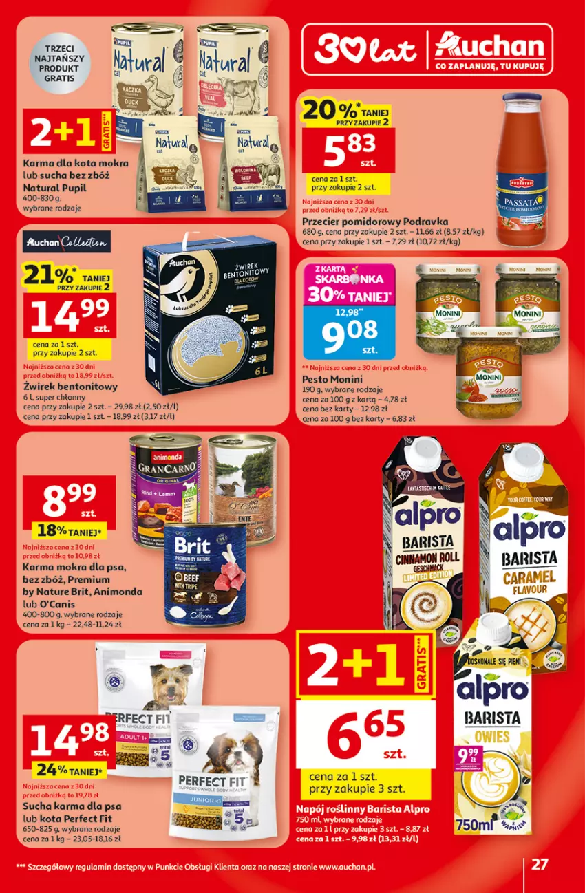 Gazetka promocyjna Auchan - Gazetka 30 Lat Hipermarket Auchan - ważna 29.01 do 04.02.2026 - strona 27 - produkty: Animonda, Brit, Gra, Monini, Pesto, Podravka, Sucha karma
