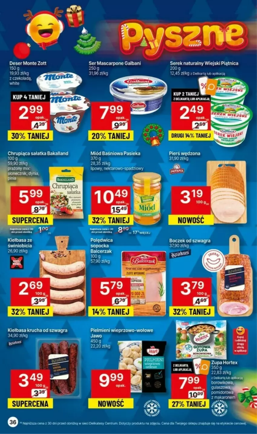 Gazetka promocyjna Delikatesy Centrum - ważna 09.11 do 15.11.2023 - strona 30 - produkty: Deser, Galbani, Gra, Kiełbasa, Kiełbasa krucha, Mascarpone, Monte, Piątnica, Rum, Ser, Serek, Serek naturalny, Zott