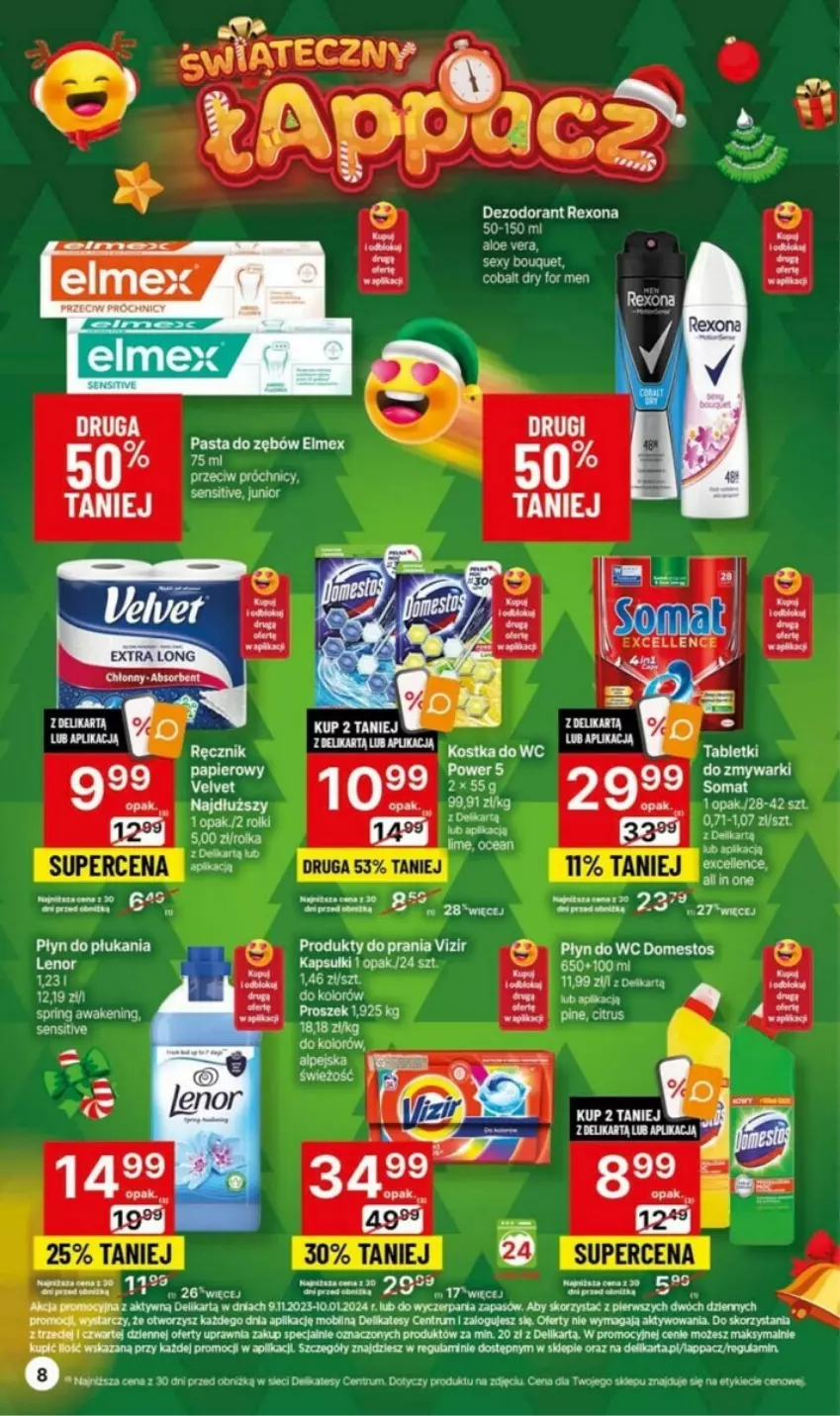 Gazetka promocyjna Delikatesy Centrum - ważna 09.11 do 15.11.2023 - strona 39 - produkty: Aloe vera, Dezodorant, Domestos, Fa, Mobil, Papier, Płyn do płukania, Płyn do wc, Rexona, Rum, Velvet, Vizir, Zmywarki