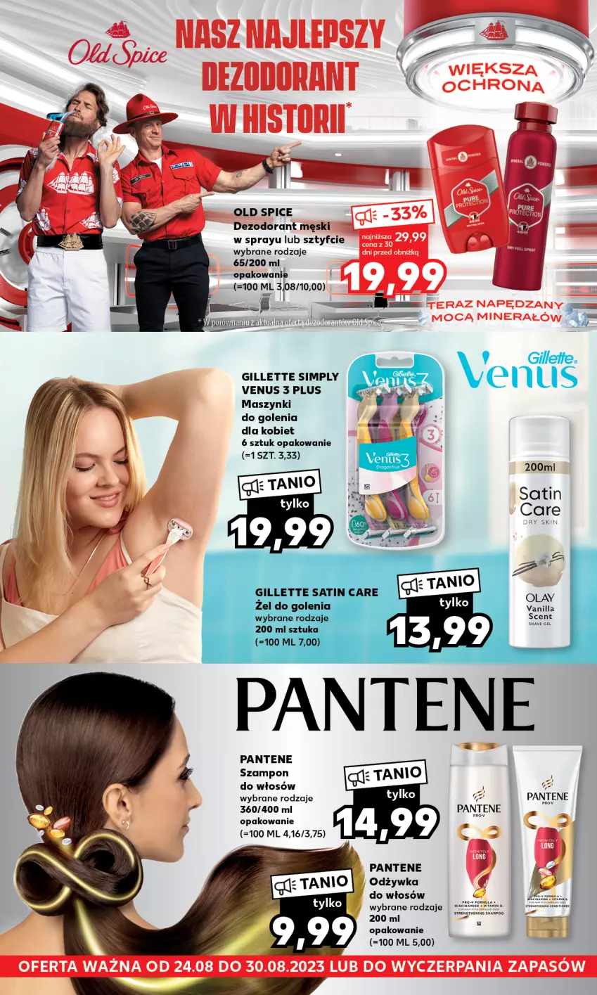 Gazetka promocyjna Kaufland - Kaufland - ważna 24.08 do 30.08.2023 - strona 1 - produkty: Dezodorant, Gillette, Odżywka, Old Spice, Pantene, Sati, Szampon, Venus