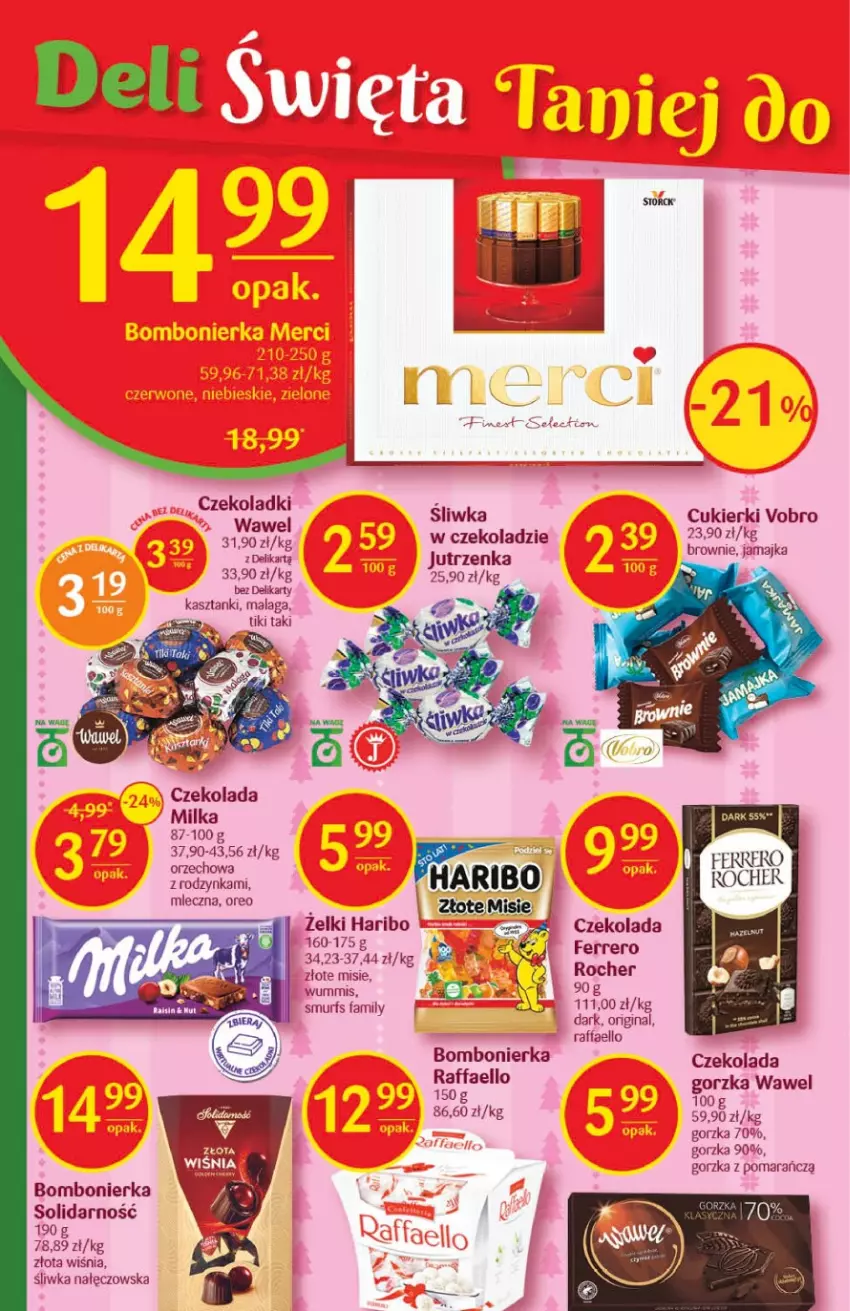 Gazetka promocyjna Delikatesy Centrum - Gazetka DC49 - ważna 15.12 do 26.12.2022 - strona 20 - produkty: Brownie, Cukier, Cukierki, Czekolada, Fa, Gin, Haribo, Jutrzenka, Milka, Oreo, Raffaello, Wawel