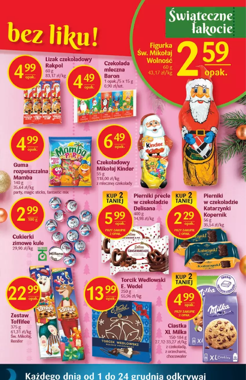 Gazetka promocyjna Delikatesy Centrum - Gazetka DC49 - ważna 15.12 do 26.12.2022 - strona 23 - produkty: Ciastka, Cukier, Cukierki, Czekolada, E. Wedel, Fa, Fanta, Isana, Kinder, Mamba, Milka, Piernik, Precle, Renifer, Toffifee