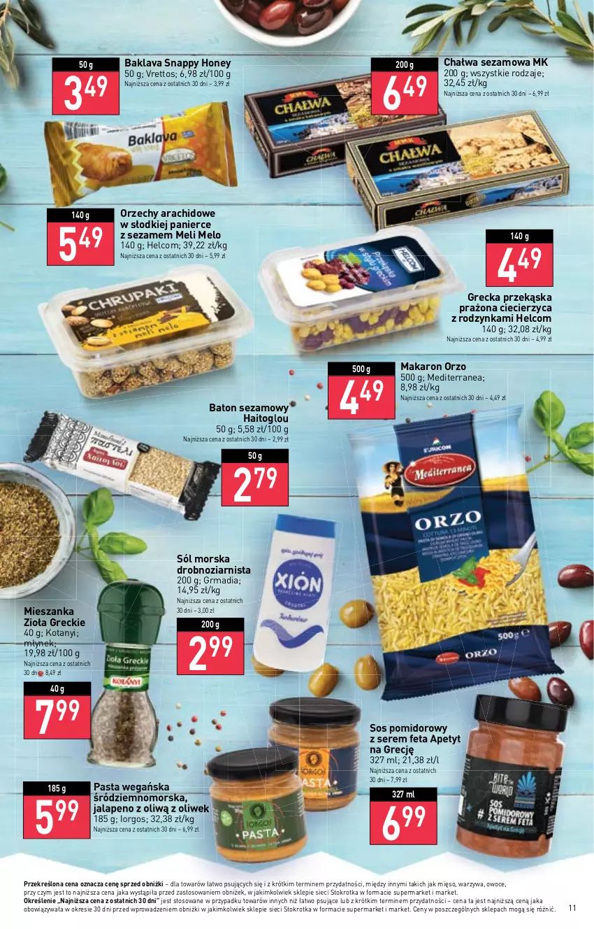 Gazetka promocyjna Stokrotka - Supermarket - ważna 25.05 do 31.05.2023 - strona 13 - produkty: Baton, Chałwa, Feta, HELCOM, Makaron, Mięso, Młynek, Owoce, Ser, Sezam, Sól, Sos, Sos pomidorowy, Warzywa