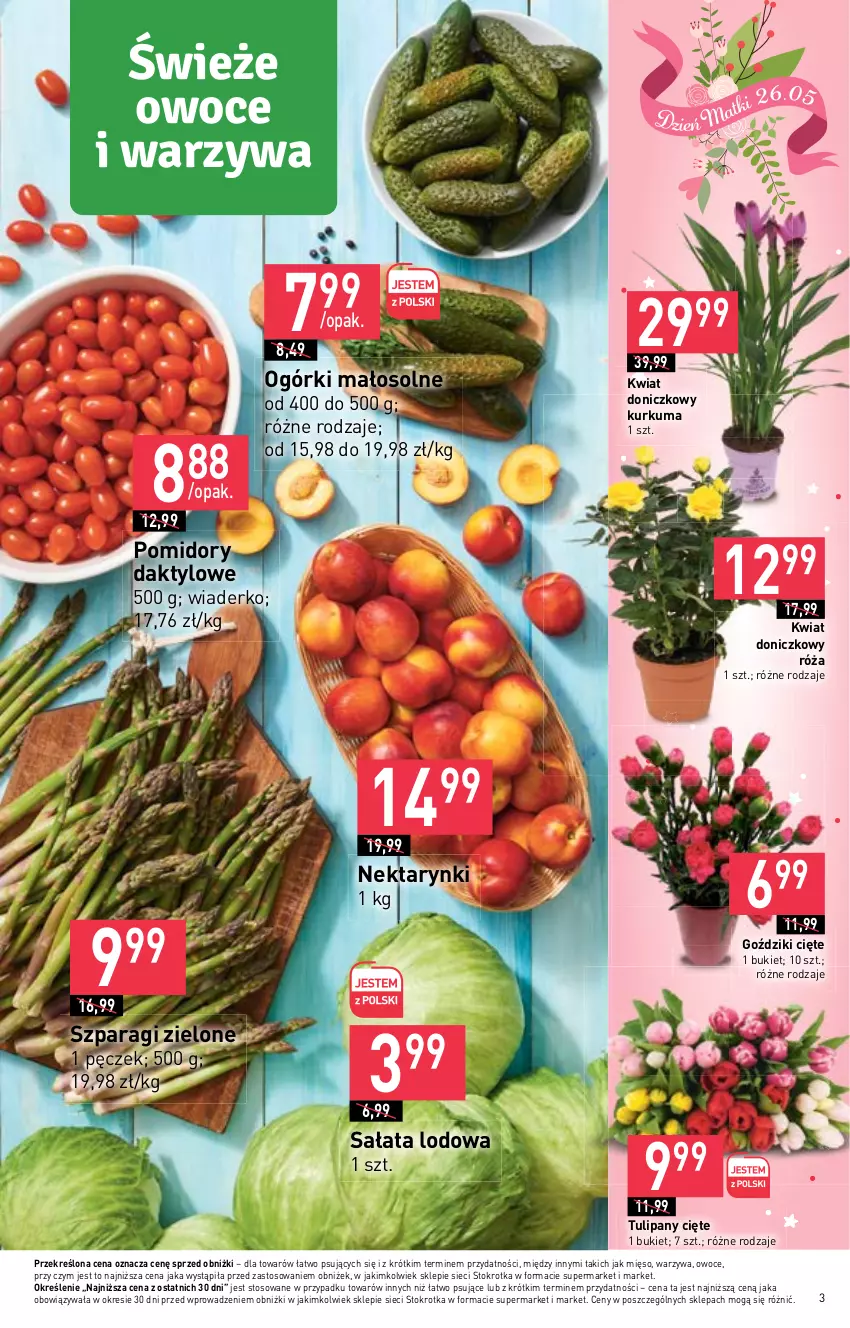 Gazetka promocyjna Stokrotka - Supermarket - ważna 25.05 do 31.05.2023 - strona 5 - produkty: Bukiet, Kurkuma, Mięso, Nektar, Owoce, Pomidory, Róża, Sałat, Sałata lodowa, Tulipan, Warzywa