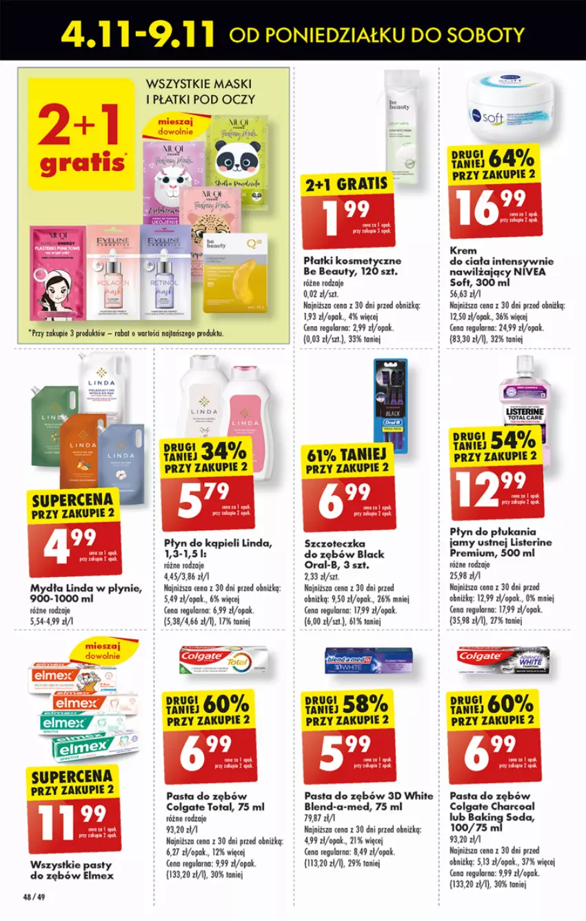 Gazetka promocyjna Biedronka - Od poniedzialku - ważna 04.11 do 09.11.2024 - strona 56 - produkty: Be Be, Blend-a-Med, Colgate, Colgate Total, Elmex, Fa, Gra, Krem do ciała, Lack, LG, Listerine, Nivea, Pasta do zębów, Płatki kosmetyczne, Płyn do kąpieli, Płyn do płukania, Płyn do płukania jamy ustnej, Szczoteczka, Szczoteczka do zębów