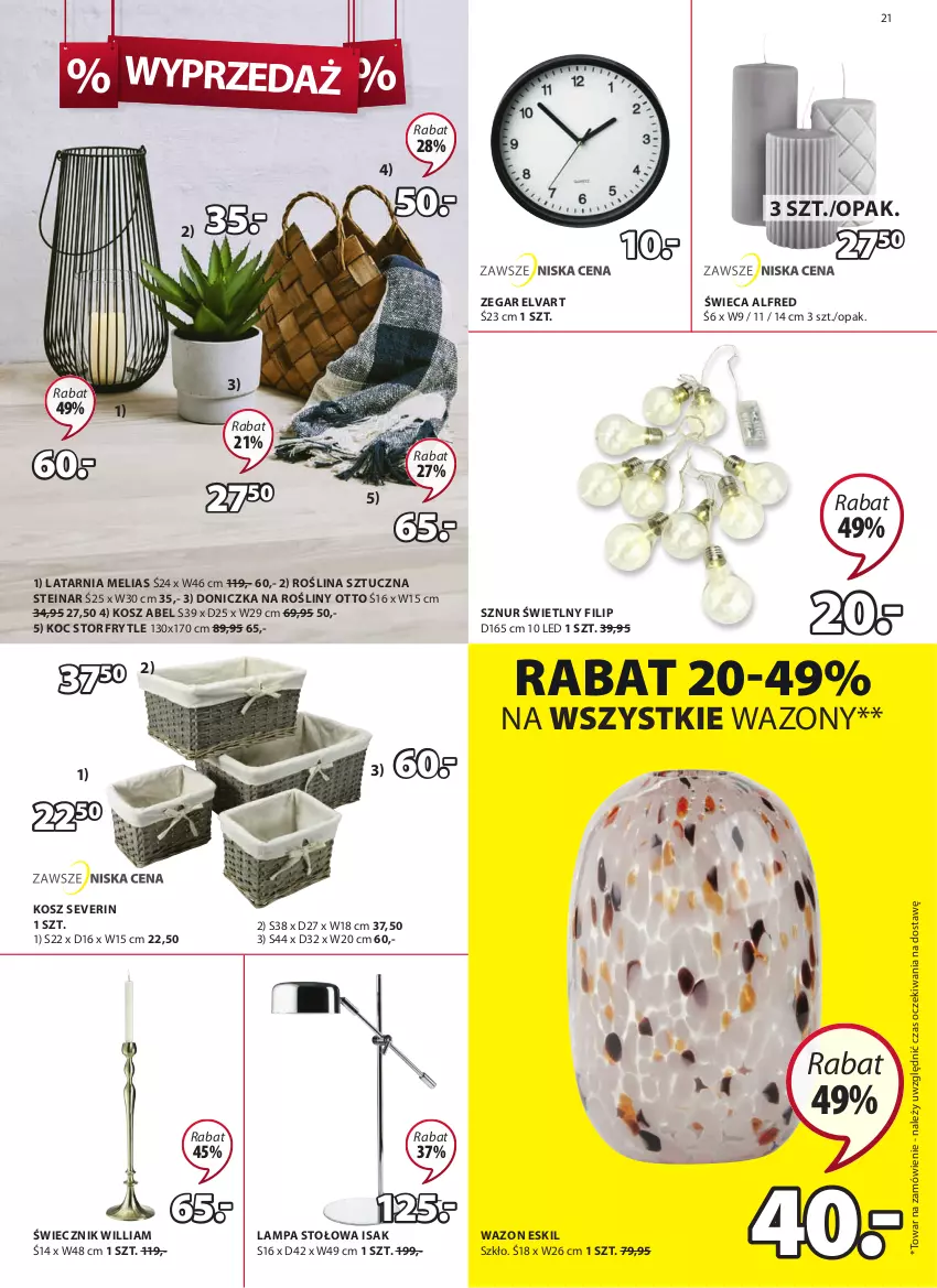 Gazetka promocyjna Jysk - Oferta tygodnia - ważna 05.01 do 18.01.2022 - strona 22 - produkty: Doniczka na rośliny, Koc, Kosz, Lampa, Lampa stołowa, Latarnia, Roślina sztuczna, Wazon, Zegar