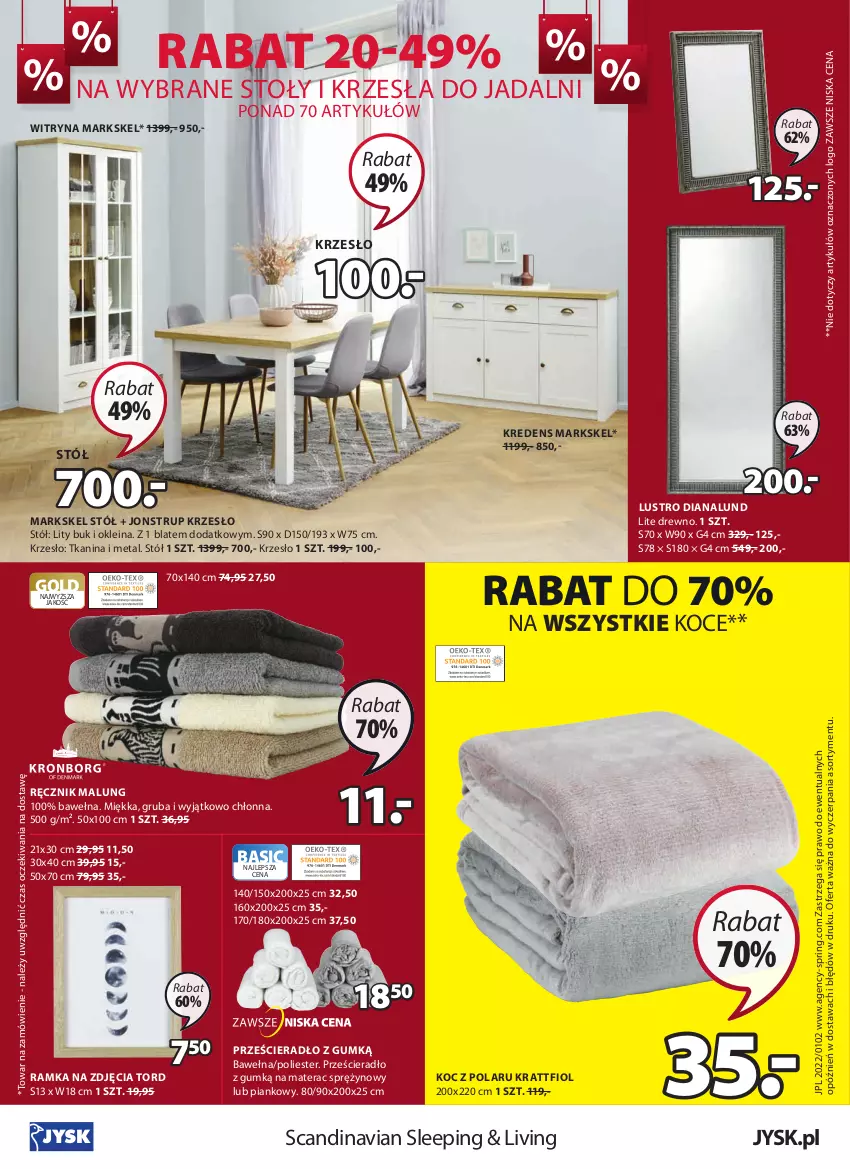 Gazetka promocyjna Jysk - Oferta tygodnia - ważna 05.01 do 18.01.2022 - strona 25 - produkty: Koc, Kredens, Krzesło, Lustro, Materac, Materac sprężynowy, Prześcieradło, Ramka, Ręcznik, Stół, Tera, Wełna, Witryna