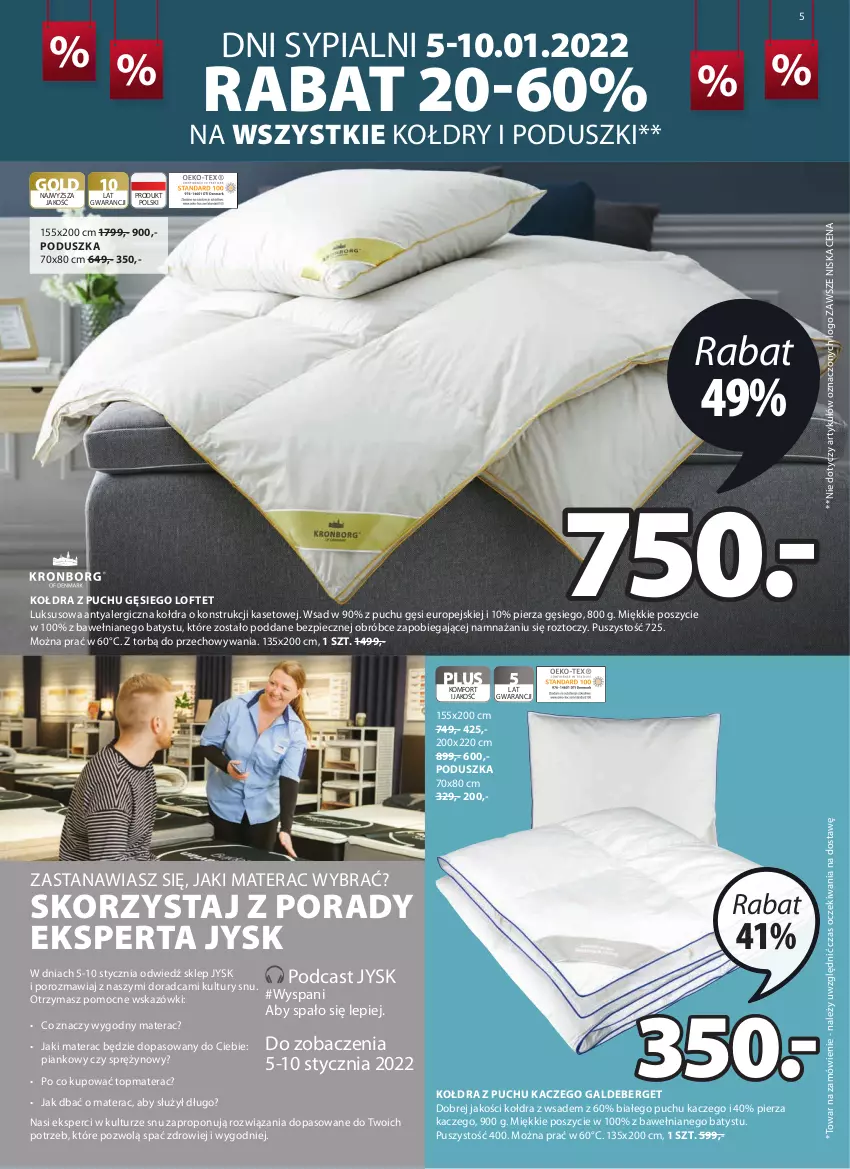 Gazetka promocyjna Jysk - Oferta tygodnia - ważna 05.01 do 18.01.2022 - strona 6 - produkty: Kołdra, Kołdra z puchu, Materac, Piec, Poduszka, Por, Tera, Top, Zdrowie