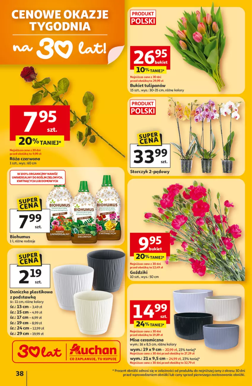 Gazetka promocyjna Auchan - Gazetka 30 Lat Hipermarket Auchan - ważna 12.02 do 18.02.2026 - strona 38 - produkty: Biohumus, Bukiet, Mus, Róża, Tulipan