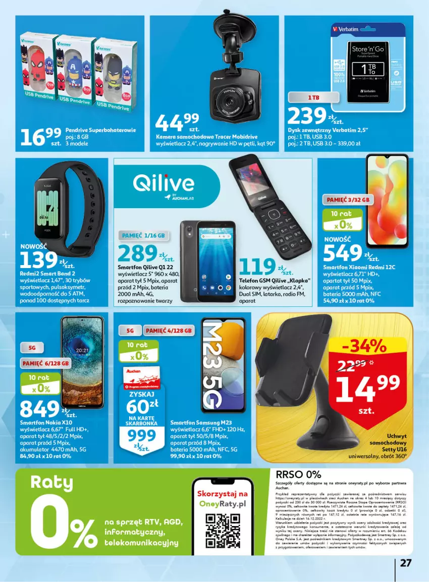 Gazetka promocyjna Auchan - Gazetka Wiosenne korzyści Hipermarket Auchan - ważna 20.04 do 26.04.2023 - strona 27 - produkty: Bateria, Fa, Latarka, Smartfon, Tarka, Telefon